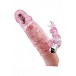 Удлиняющая насадка на пенис ажурная Ultimate Love Sleeve с 2-мя виброэлементами - розовая - 13 см