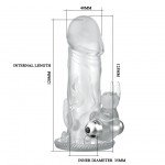 Вибронасадка Brave Man со стимуляцией клитора и ануса - прозрачная - 12 см