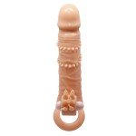 Удлиняющая насадка на пенис Penis Sleeve Connor с вибрацией, клиторальным стимулятором и с подхватом для мошонки - телесная - 15 см Удлиняющая насадка на пенис Penis Sleeve Connor с вибрацией, клиторальным стимулятором и с подхватом для мошонки - телесная - 15 см