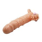 Удлиняющая насадка на пенис Penis Sleeve Connor с вибрацией, клиторальным стимулятором и с подхватом для мошонки - телесная - 15 см Удлиняющая насадка на пенис Penis Sleeve Connor с вибрацией, клиторальным стимулятором и с подхватом для мошонки - телесная - 15 см