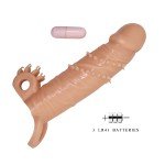 Удлиняющая насадка на пенис Penis Sleeve Connor с вибрацией, клиторальным стимулятором и с подхватом для мошонки - телесная - 15 см Удлиняющая насадка на пенис Penis Sleeve Connor с вибрацией, клиторальным стимулятором и с подхватом для мошонки - телесная - 15 см