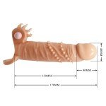 Удлиняющая насадка на пенис Penis Sleeve Connor с вибрацией, клиторальным стимулятором и с подхватом для мошонки - телесная - 15 см Удлиняющая насадка на пенис Penis Sleeve Connor с вибрацией, клиторальным стимулятором и с подхватом для мошонки - телесная - 15 см