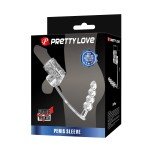 Открытая насадка на пенис и мошонку с анальным стимулятором Pretty Love - прозрачная Открытая насадка на пенис и мошонку с анальным стимулятором Pretty Love - прозрачная