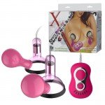 Вибропомпы для сосков Crazy Beauty с пультом управления - розовые