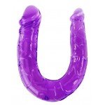 Двухголовый анально-вагинальный гибкий фаллоимитатор - фиолетовый - 29,8 см