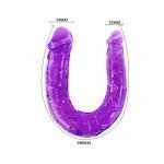 Двухголовый анально-вагинальный гибкий фаллоимитатор - фиолетовый - 29,8 см