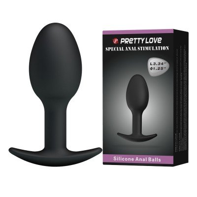 Анальная пробка Pretty Love со смещённым центром тяжести - чёрная - 8,4 см
