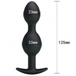 Анальная втулка Pretty Love Silicone Anal Balls со смещённым центором - черная - 12,5 см Анальная втулка Pretty Love Silicone Anal Balls со смещённым центором - черная - 12,5 см