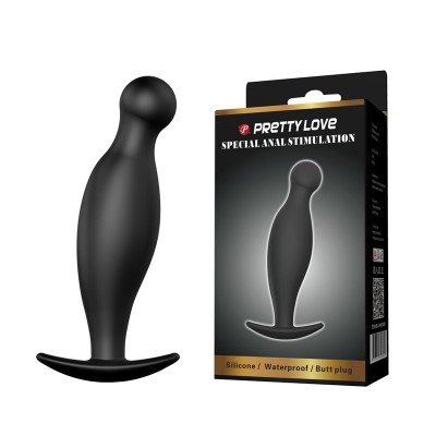 Силиконовая анальная пробка Special Silicone Butt Plug с выделенной головкой - черная - 11,7 см