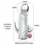 Насадка на пенис с закрытой головкой и вибрацией Penis Sleeve - прозрачная - 13 см
