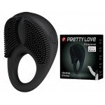 Эрекционное вибро-кольцо с щёточкой для клитора Pretty Love - черное Эрекционное вибро-кольцо с щёточкой для клитора Pretty Love - черное