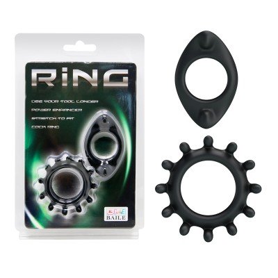 Набор из 2 фигурных эрекционных колец на пенис Ring - чёрный