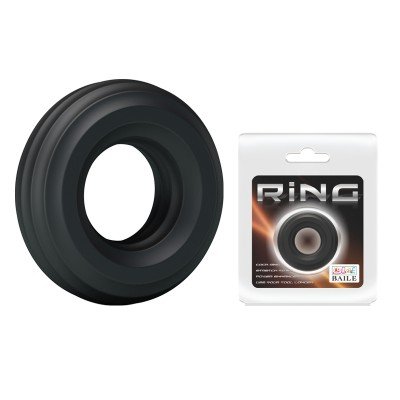Упругое широкое эрекционное кольцо из силикона Baile Ring - чёрное
