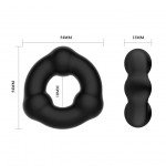 Эрекционное кольцо из мягкого силикона с 3-мя шариками Baile Crazy Bull - чёрное