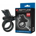 Двойное эрекционное виброкольцо Passionate Ring IX с клиторальной бабочкой - чёрное Двойное эрекционное виброкольцо Passionate Ring IX с клиторальной бабочкой - чёрное