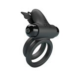 Двойное эрекционное виброкольцо Passionate Ring IX с клиторальной бабочкой - чёрное Двойное эрекционное виброкольцо Passionate Ring IX с клиторальной бабочкой - чёрное
