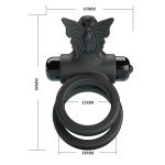 Двойное эрекционное виброкольцо Passionate Ring IX с клиторальной бабочкой - чёрное Двойное эрекционное виброкольцо Passionate Ring IX с клиторальной бабочкой - чёрное