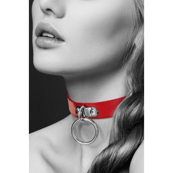 Узкий ошейник (чокер) с кольцом COLLIER FETISH ROUGE - красный Узкий ошейник (чокер) с кольцом COLLIER FETISH ROUGE - красный
