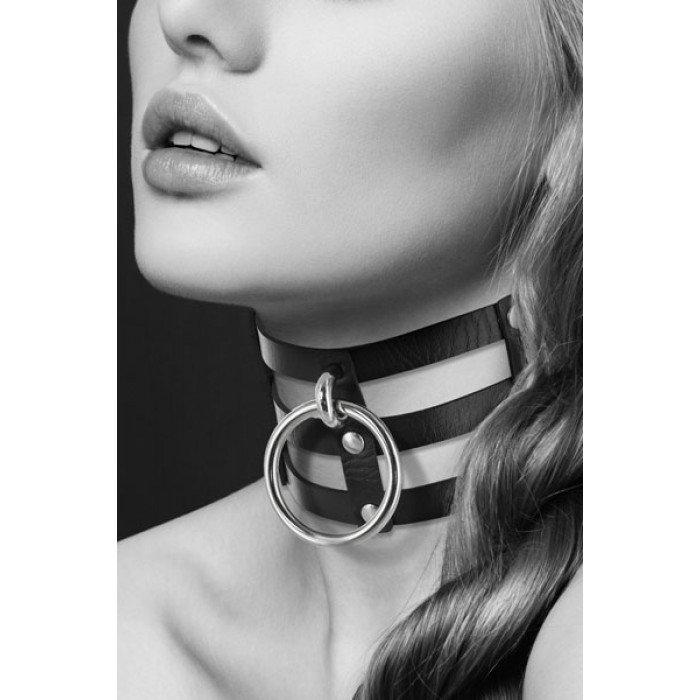 Тройной широкий чокер CHOKER FETISH NOIR с большим кольцом - чёрный Тройной широкий чокер CHOKER FETISH NOIR с большим кольцом - чёрный