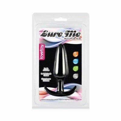 Классическая анальная пробка Lure Me с удобным ограничителем - чёрная - 9,5 см
