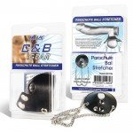Утяжка для мошонки из искусственной кожи с цепочками PARACHUTE BALL STRETCHER - чёрная