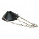 Утяжка для мошонки из искусственной кожи с цепочками PARACHUTE BALL STRETCHER - чёрная
