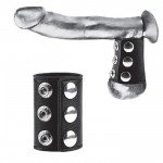 Утяжка мошонки на кнопочках Snap Ball Stretcher - чёрная