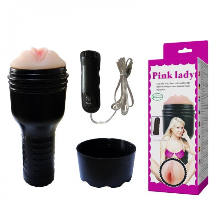 Мастурбатор вагина с вибрацией выносным пультом Pink Lady