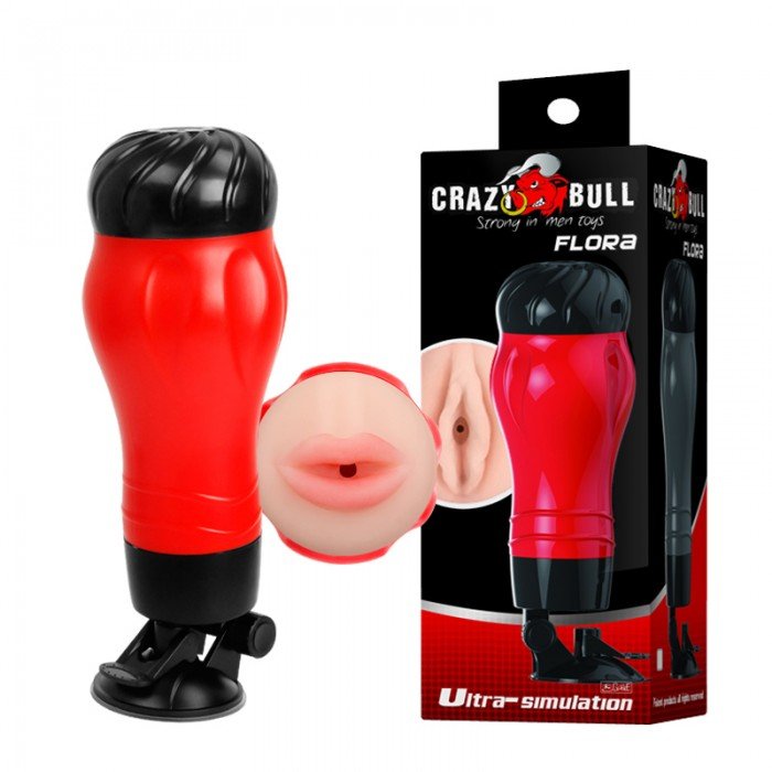 Мастурбатор ротик в колбе Crazy Bull Flora с крепкой присоской - красно-чёрный - 28 см Мастурбатор ротик в колбе Crazy Bull Flora с крепкой присоской - красно-чёрный - 28 см