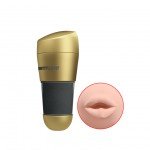 Мастурбатор-ротик в тубе Pretty Love Kitty из материла RealFeel Superskin в золотистой колбе