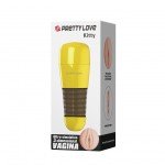 Мастурбатор-ротик в тубе Pretty Love Kitty из материла RealFeel Superskin в золотистой колбе