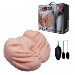 Мастурбатор вагина и анус с двойной вибрацией Crazy Bull Vagina and Anal - телесный