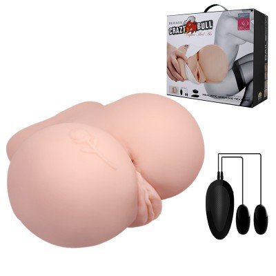 Мастурбатор вагина и анус с вибрацией Crazy Bull Vagina and Ass с тату на ягодице