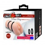 Мастурбатор вагина Crazy Bull Rocket Pussy Soft Skin LEONA с утягивающими кольцами - телесный - 15,4 см