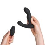 Вибромассажер простаты и промежности с 3 моторами и пультом ДУ Bathmate Prostate Pro - чёрный - 14 см