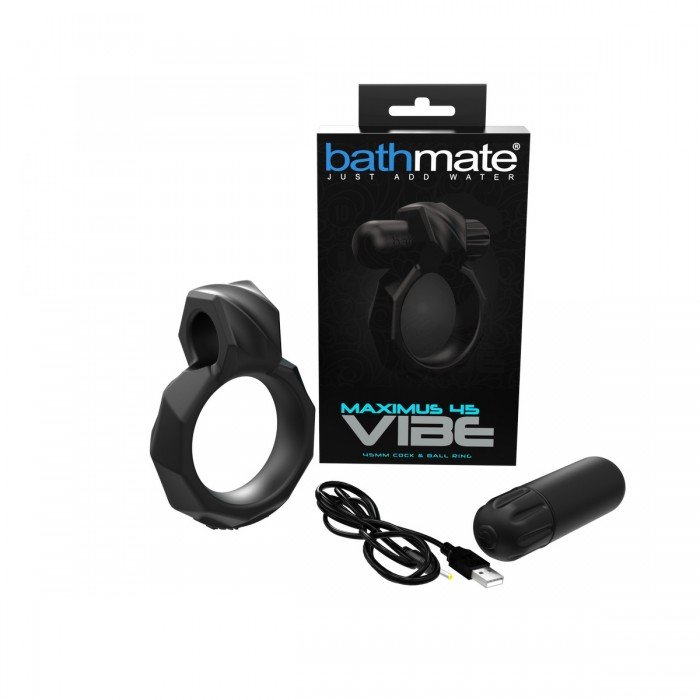 Неэластичное эрекционное кольцо на пенис и мошонку с вибрацией Bathmate Maximus Vibe 45 - чёрное Неэластичное эрекционное кольцо на пенис и мошонку с вибрацией Bathmate Maximus Vibe 45 - чёрное