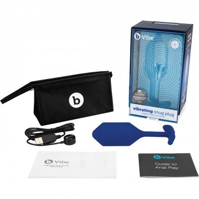 Анальная вибро-пробка премиум класса в форме торпеды B-Vibe Vibrating Snug Plug 4 - синяя - 14,9 см