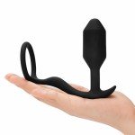 Утяжелённая анальная пробка с эрекционным кольцом b-Vibe Snug & Tug - чёрная - 9,5 см Утяжелённая анальная пробка с эрекционным кольцом b-Vibe Snug & Tug - чёрная - 9,5 см