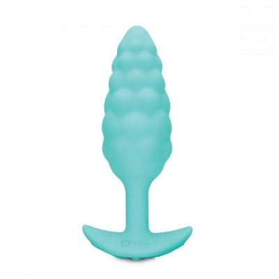 Анальная вибро-пробка с рельефной поверхностью b-Vibe Bump Small - бирюзовая - 11,8 см