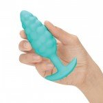 Анальная вибро-пробка с рельефной поверхностью b-Vibe Bump Small - бирюзовая - 11,8 см