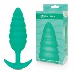 Анальная вибро-пробка с рельефными полосами b-Vibe Twist Large - зеленая - 16 см Анальная вибро-пробка с рельефными полосами b-Vibe Twist Large - зеленая - 16 см
