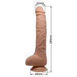 Длинный вибратор-реалистик Beautiful Dick с присоской и выносным пультом - телесный - 28 см Длинный вибратор-реалистик Beautiful Dick с присоской и выносным пультом - телесный - 28 см