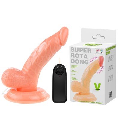 Вибратор-реалистик Vibro Dong с присоской и выносным пультом - 14,5 см