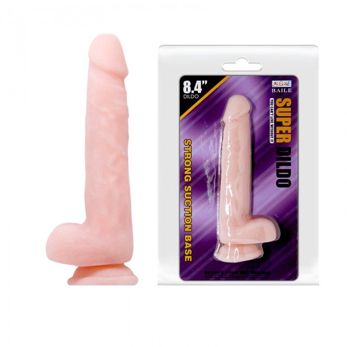 Реалистичный фаллоимитатор Super Dildo на присоске с мошонкой - телесный - 21,5 см Реалистичный фаллоимитатор Super Dildo на присоске с мошонкой - телесный - 21,5 см