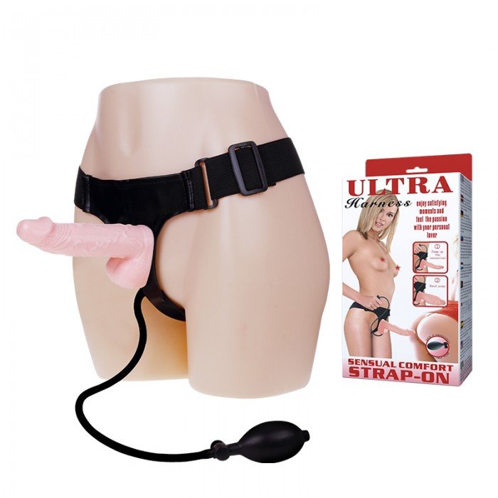Женский надувной страпон Ultra Harness Sensual Comfort на широких трусиках - 16,5 см Женский надувной страпон Ultra Harness Sensual Comfort на широких трусиках - 16,5 см
