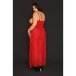 Сексуальная длинная сорочка в пол со стрингами Candy Girl - Tabitha - красная