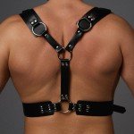 Мужская портупея из натуральной кожи Crazy Handmade с Y-образным соединением на спине - чёрная Мужская портупея из натуральной кожи Crazy Handmade с Y-образным соединением на спине - чёрная