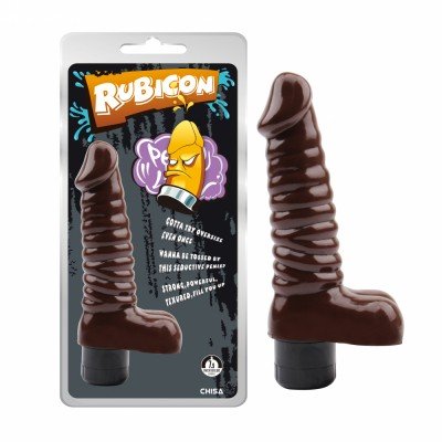 Реалистичный вибратор Rubicon с рельефным стволом и ярко выраженной головкой - коричневый - 20 см