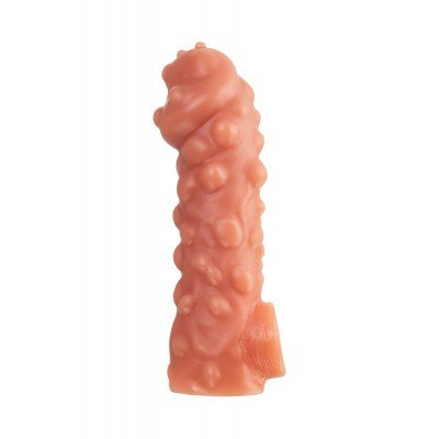 Насадка на фаллос с бугорками и отверстием для мошонки Cock Sleeve 003 - размер L - 17,6 см