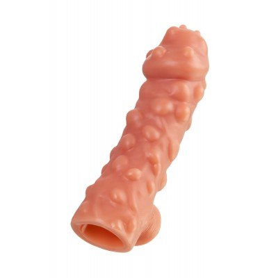 Насадка на фаллос с бугорками и отверстием для мошонки Cock Sleeve 003 - размер M - 15,6 см